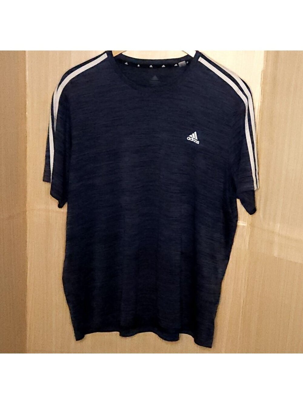 Adidas Mens Blue Heathered Short Sleeve Activewear Shirt 2XL